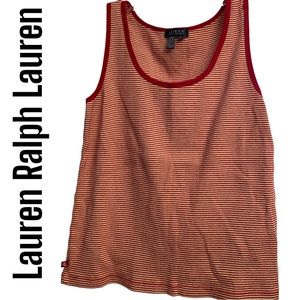 Lauren Ralph Lauren Red & White Striped Crop Tank Top L